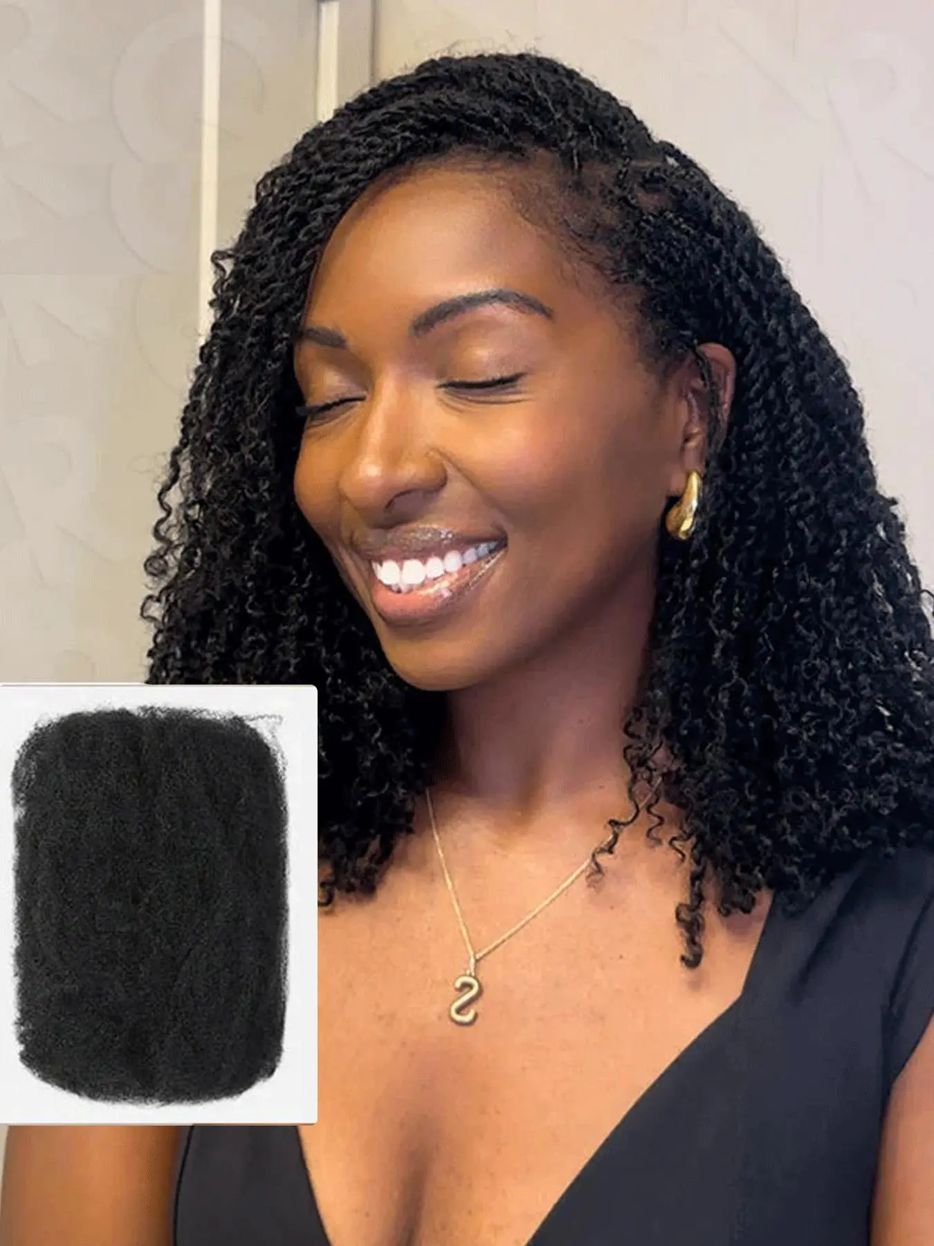 Afro Kinky Human Hair for Dreadlock Extensions, Gifts for Girlfriend, Natural Fluffy Twist Braiding Afro Kinky Human Hair for Locs, Human Hair Hair Piece for Women
