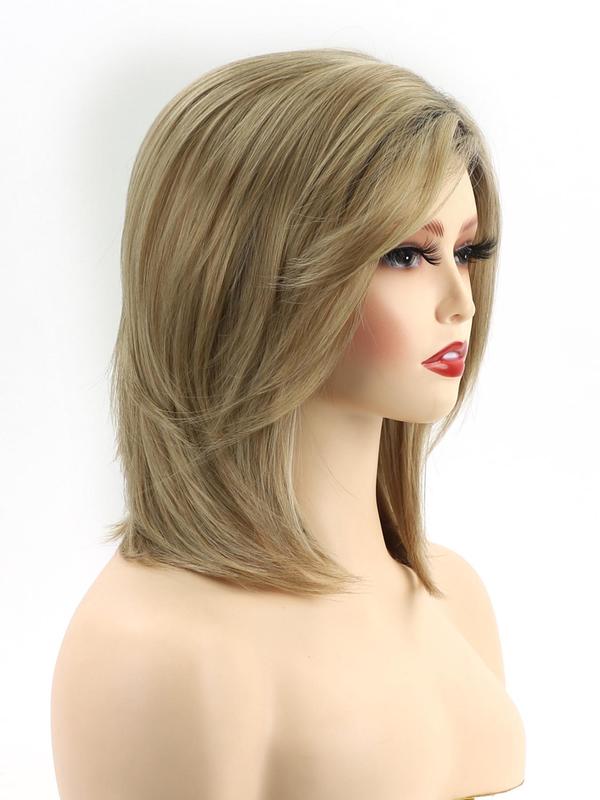 Fashionable Plain Color Straight Bob Wigs for Women, Gorgeous Fluffy Wigs with Side-Swept Bangs, Synthetic Full Machine Wigs for Party, Daily Use 4
