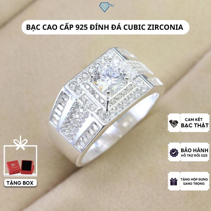 Nhẫn nam bạc đính đá bản vừa sang trọng NNA0704 - Trang Sức TNJ