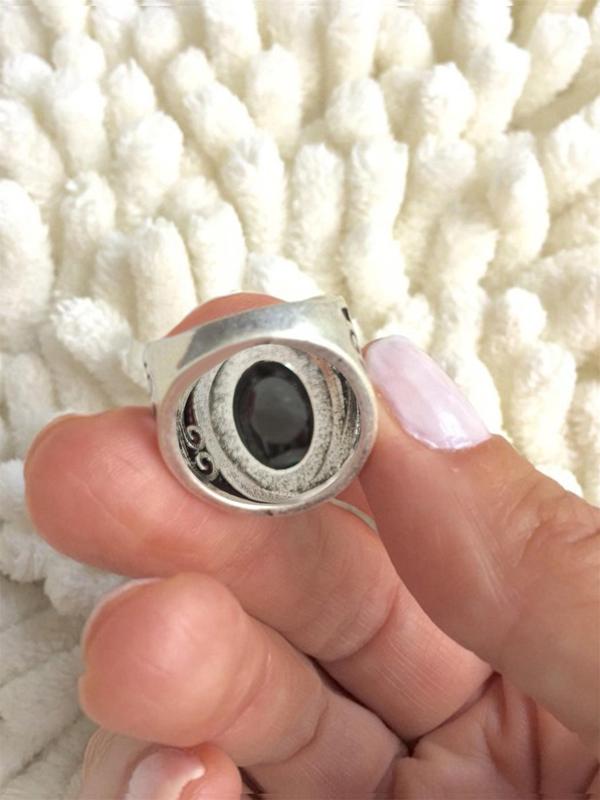 Vintage Oval Shaped Artificial Gemstone Decorated Ring, Fashion Accessories for Women, Trendy All-match & Exquisite Jewelry for Birthday Gift 5