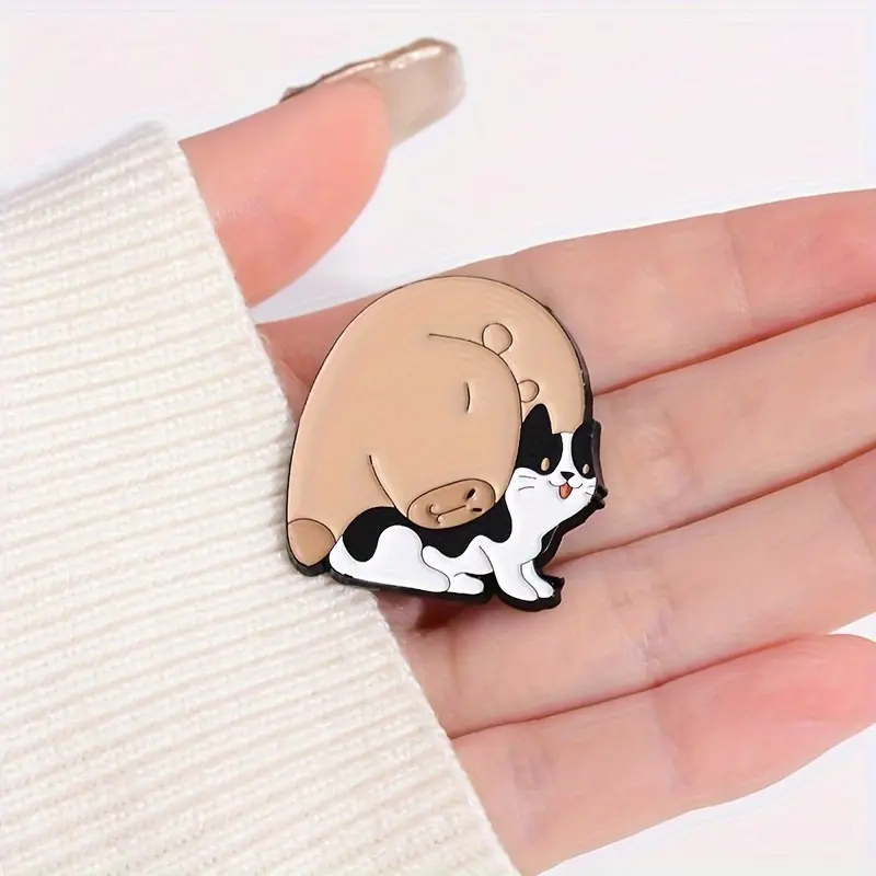 20pcs Capibala brooch set, guinea pig small animal combination brooch, metal paint badge, clothing accessories, collar pins 4