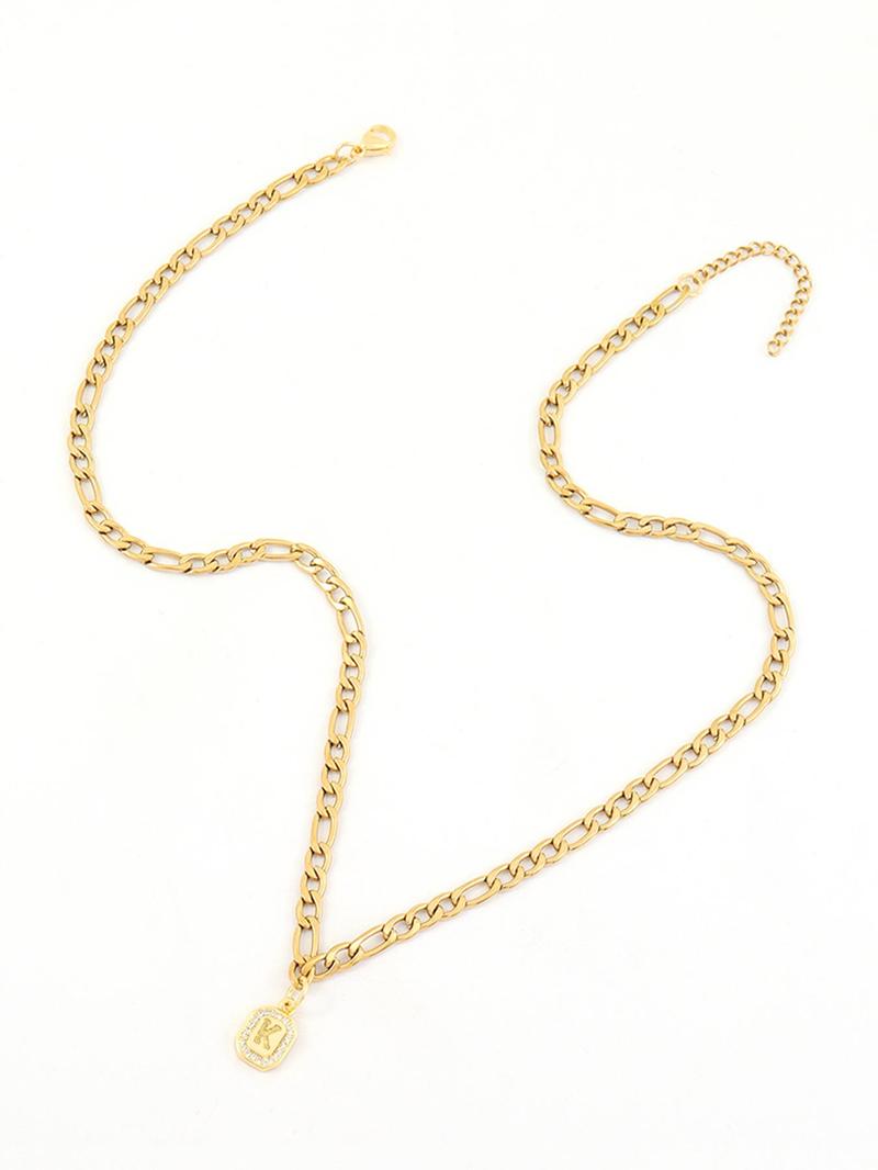 Product Introduction of Men's Rhinestone & Letter Decor Geometric Pendant Necklace, Fashion Jewelry for Party, Daily Clothing Decor, Trendy All-match & Exquisite Jewelry for Gift 2