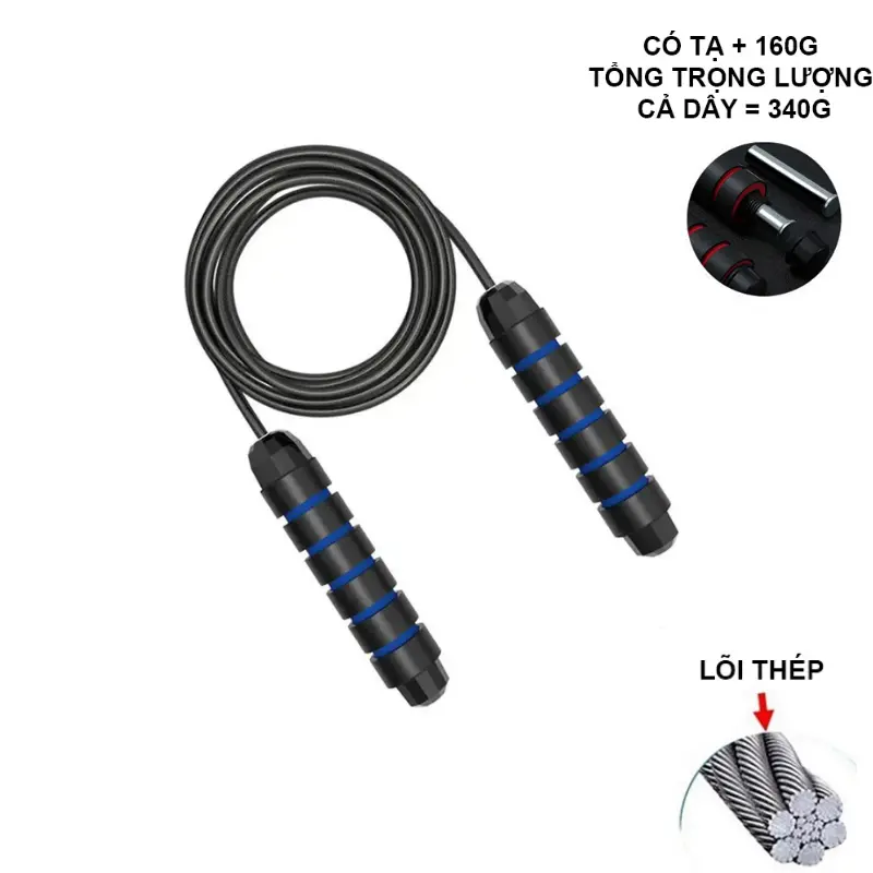 Dây Nhảy Thể Dục Lõi Thép Có Tạ Dài 2.9m 3