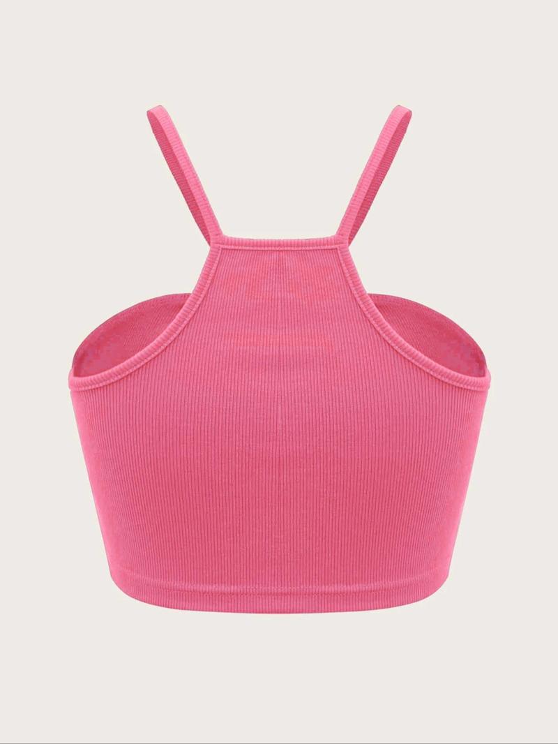 Product Introduction of Women's Solid Color Heart Ring Linked Crop Cami Top, Casual Sleeveless Top for Daily Wear, Ladies Clothes for All Seasons 3