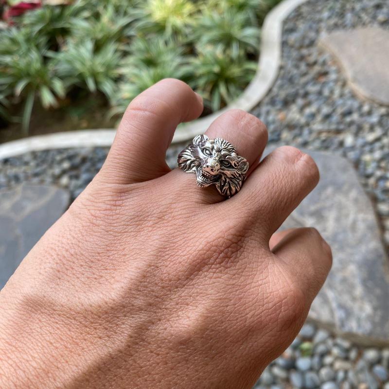 Cincin Kepala Serigala Bertaring /  Cincin Pria VIKING Punk Unik Keren / Adjustable Nordic Wolf Head Ring For Men Resizeable Import / Cincin Serigala Laki Laki / Cincin Titanium Stainless Steel Anti Karat / Cincin Metal Rock N Roll Hewan Cowok Gaul Impor 5