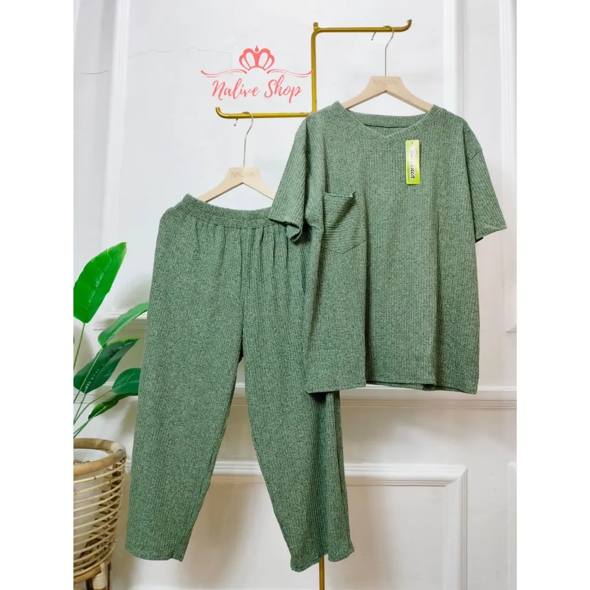 ONE SET KNIT 7/8 IMPORT TERBARU Setelan kenit pendek Baju Wanita