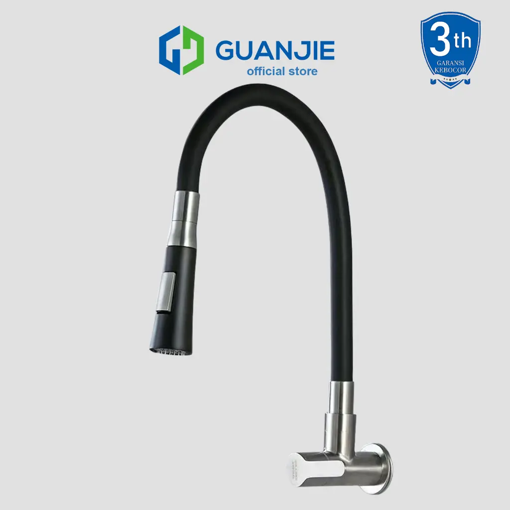 GUANJIE - SUS304 Kran Angsa Fleksibel Kran Cuci Piring Hitam Kran Cuci Piring Dinding Anti Karat Promo Harga Agen/Penyesuaian air keluar