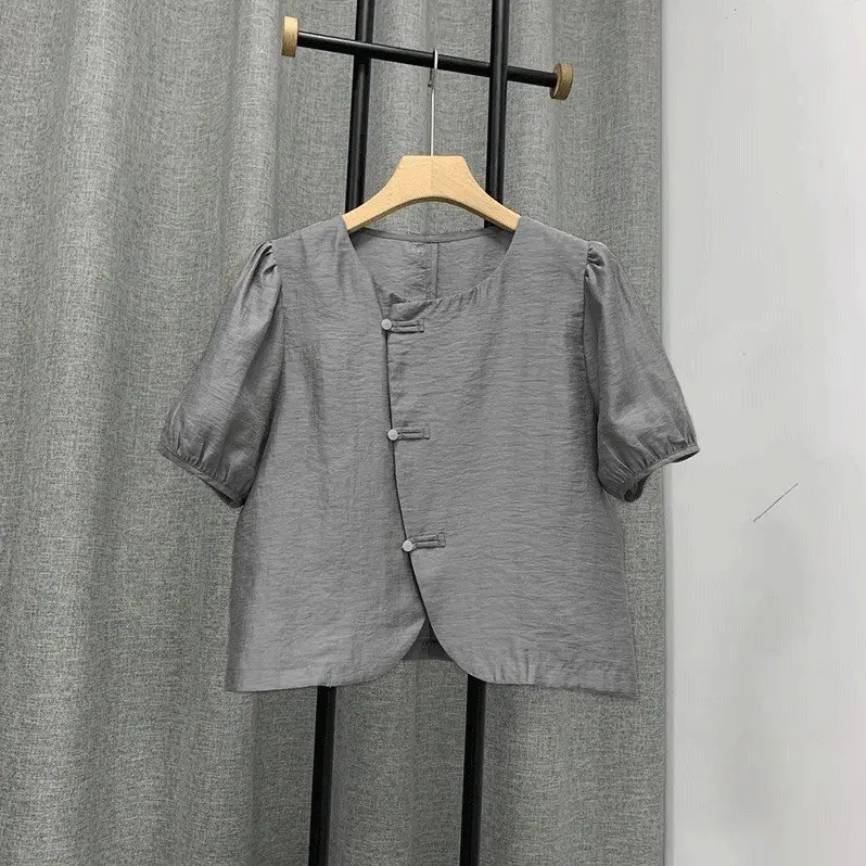 Áo đũi nữ SP12, cổ tròn, tay bồng nhẹ, 7 màu thời trang, Women Top SP12 0