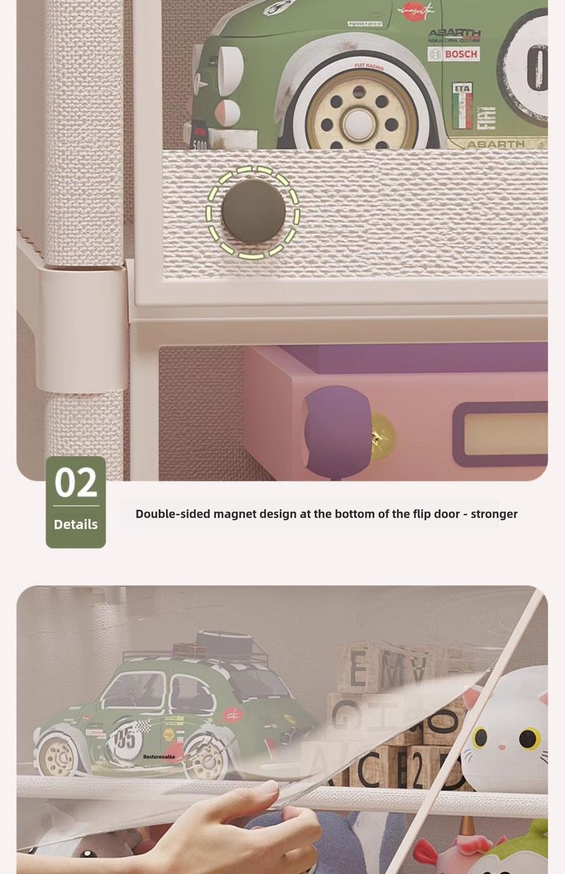 Product Introduction of Children's Toy Storage Rack Floor-standing Household Baby Supplies Dust-proof Storage Cabinet Baby Organizer Multi-layer Storage Box 4