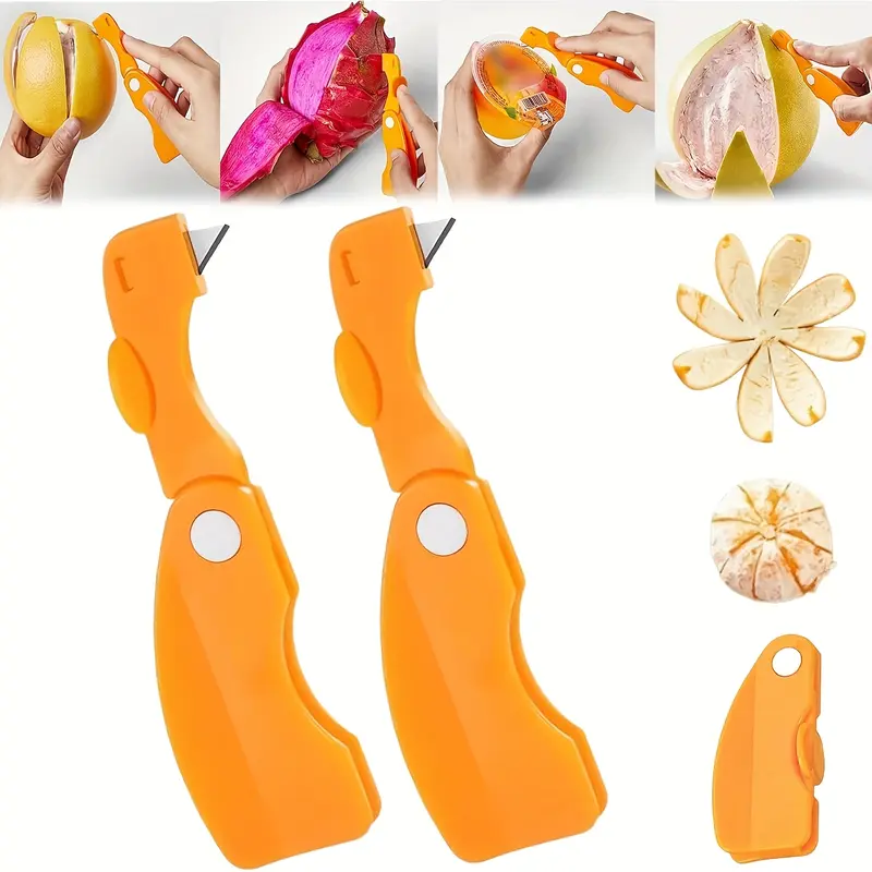 Dụng Cụ Gọt Vỏ Trái Cây, 1 Cái, Dụng Cụ Gọt Nhựa Đa Năng Gấp Gọn, Thích Hợp Cho Trái Cây Như Mơ, Chanh, Dứa, Xoài Và Chuối, Thiết Bị Gọt Vỏ Màu Cam Nhà Bếp Sáng Tạo 7