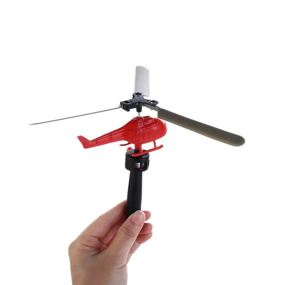 Drawstring Plane Draw Rope Pull Line Helicopter Toys with Handle Cable Pull Line Drawstring Helicopter Toy Mini Fun Educational Toys