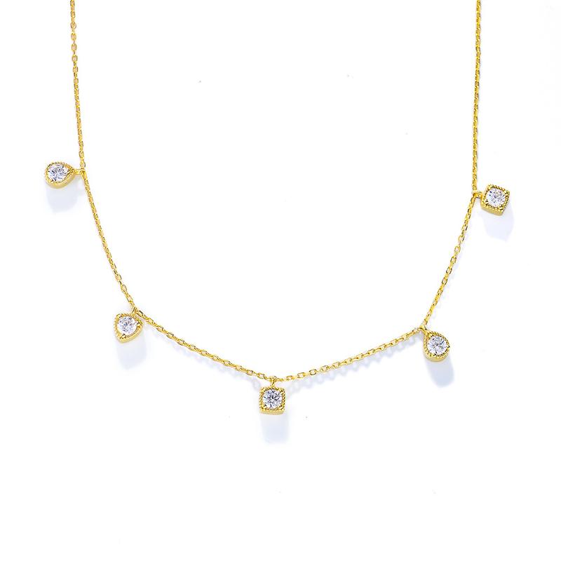 Product Introduction of Silver Simple Versatile Zircon Clavicle Chain Geometric Small Square Inlaid Diamond Pendant Necklace 7