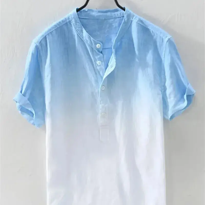 Men's Summer Fashion Holiday Leisure Outdoor Street Short sleeved Linen Shirt