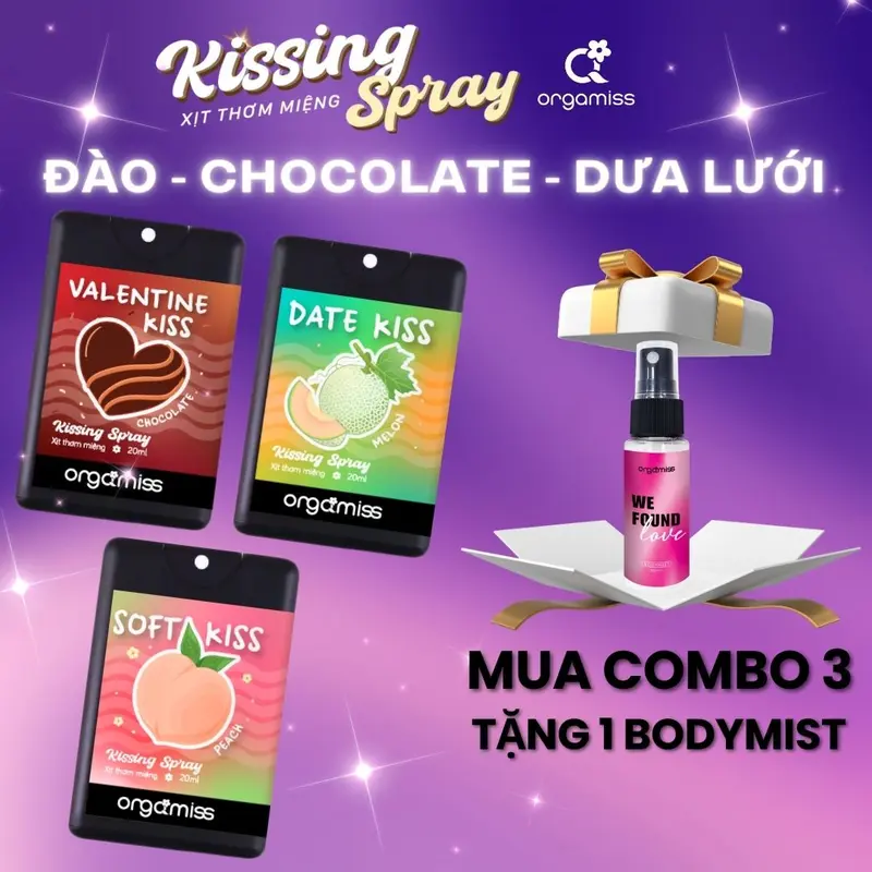 [MUA COMBO TẶNG Body Mist] Xịt Thơm Miệng Kissing Spray ORGAMISS Hương Trái Cây Kẹo Ngọt Thơm Mát Mùi Bạc Hà Dung Tích 20ml Xịt Miệng Cho Nam Nữ 7