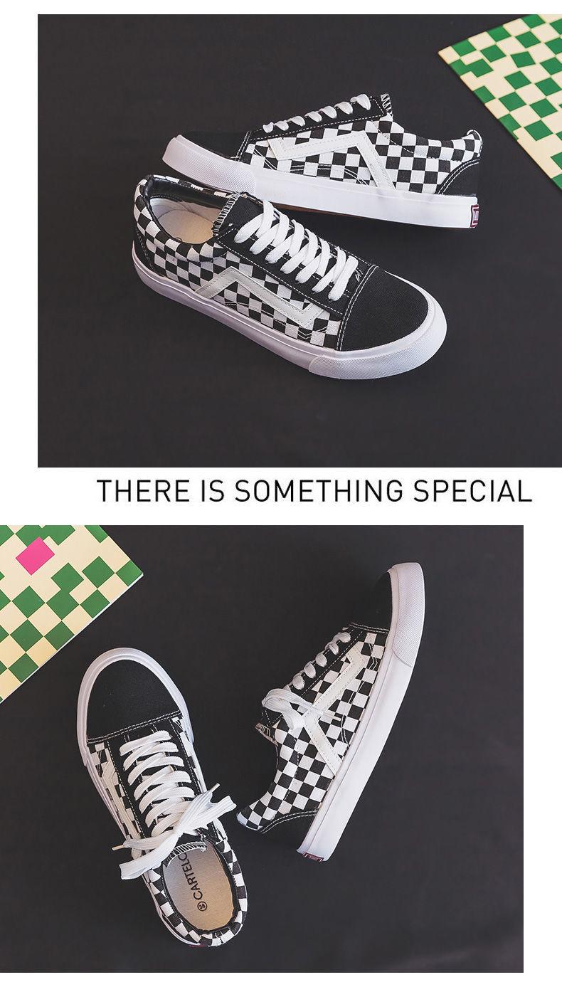 Product Introduction of รองเท้าผ้าใบ ลายสก็อต สำหรับนักเรียนชาย อินเทรนด์ สไตล์เกาหลี อินเทรนด์ สีดำและสีขาว กระดานหมากรุก รองเท้าลำลอง รองเท้าผ้าใบอินเทรนด์ Ins 2024 มาใหม่ 16