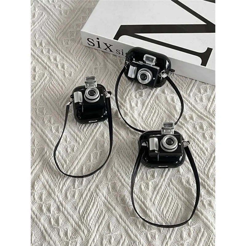 Vỏ tai nghe máy ảnh có dây đeo cho Apple AirPods 3, 2, 1 pro, vỏ bảo vệ tai nghe silicon mềm cho Air Pods thế hệ thứ 3 4