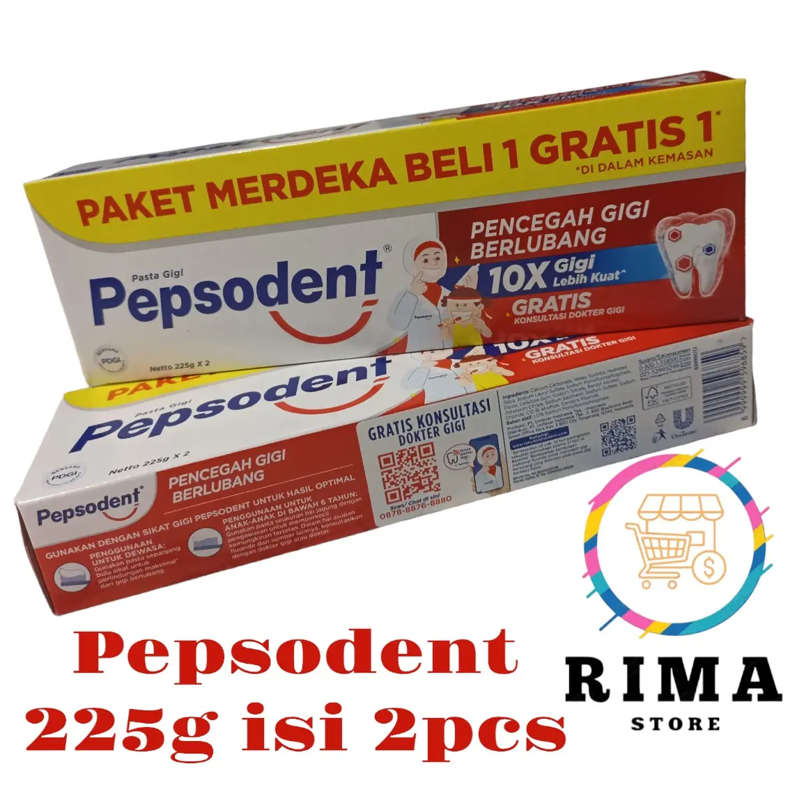 Pepsodent 225gr Beli 1 Gratis 1  Pelindung Gusi Pembersihan Mulut