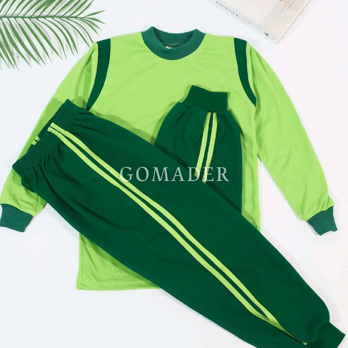 Gomader Setelan Baju Olahraga Sekolah SD Hijau bulet Anak Outdoor