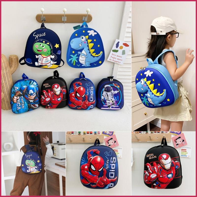 Balo cho bé mẫu giáo hình trứng nổi 3D cặp trẻ em mầm non cho bé trai 1-6 tuổi người nhện siêu nhân khủng long người sắt