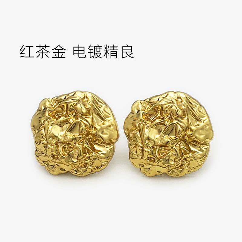 All-Match Special-Shaped Pleated Buttons 45mm Oversized Metal Buttons High-End Suit Coat Decorative Fur Buttons 5