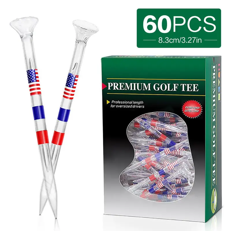 Clear Golf Tee, 60pcs/box Professional Plastic Golf Training Tee, Golf Accessories for Outdoor Golf Course Practice 0