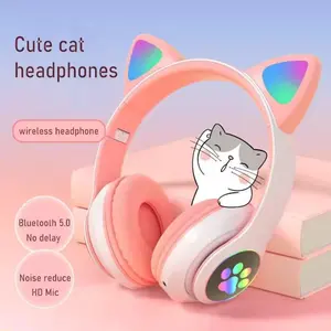 STN28 Wireless Bluetooth Headset Gamer LED Light Waterproof Noise Cancelling Headphone Earphone Handsfree Merah Ungu