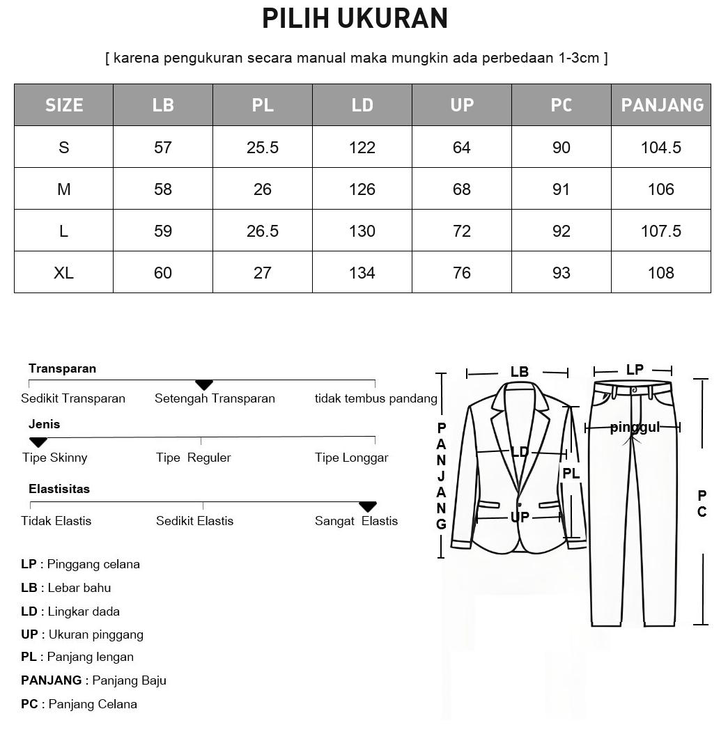 CHICMORE Setelan dua potong kotak - kotak untuk wanita dengan celana panjang dan lengan tiga perempat gaya modis
