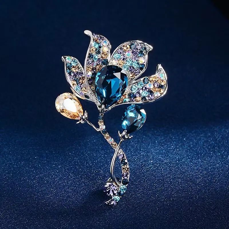 European and American Entry Lux Alloy Rhinestone Common Calla Flower Brooch Fashion Retro Women's Clothing Boutonniere Pin