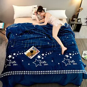 Selimut Bulu Halus 150x200 Motif Bintang Biru Keren Murah Berkualitas Kado Kain