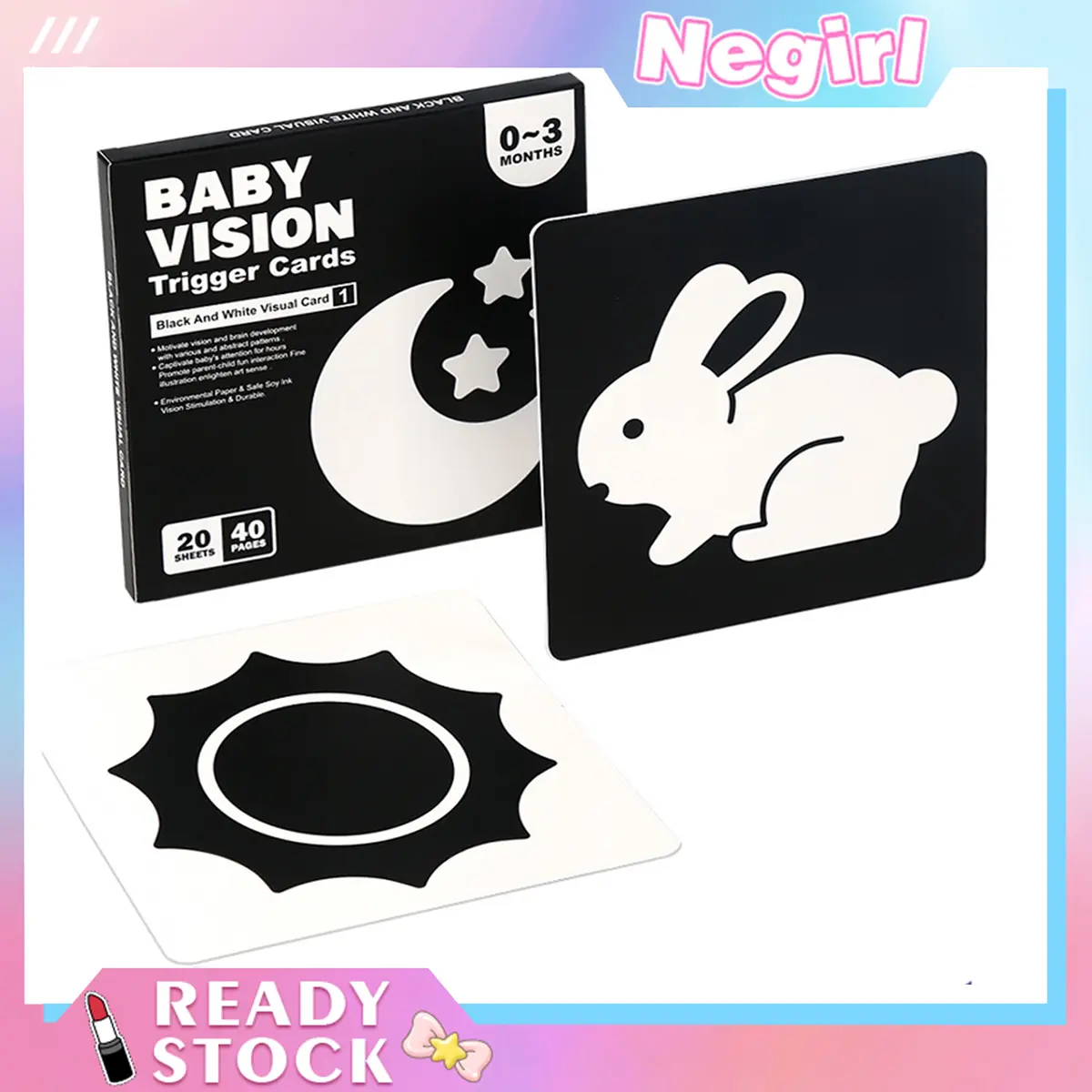 High Contrast Baby Toys for Newborn Baby Toys 0-12 Months Developmental Flash Cards Black and White Tummy Time Toys for Babies 0-12 Months Montessori Visual Stimulation Infant Newborn Toys Baby Gifts