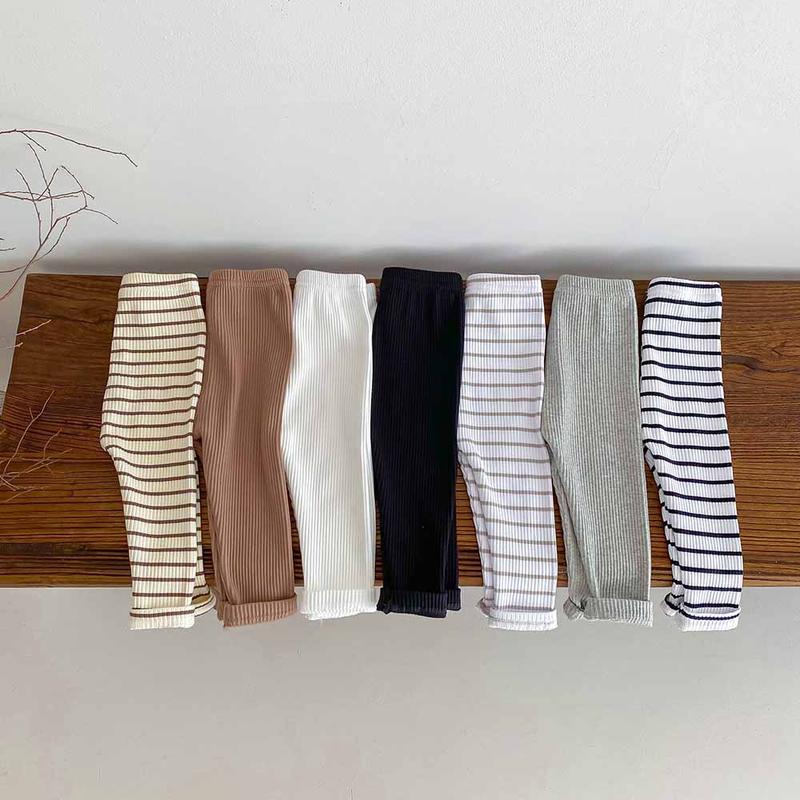 Product Introduction of Children's base pants for autumn and winter, Korean style, with fleece, long pants for boys and girls, 0-2 years old, striped, ins 12