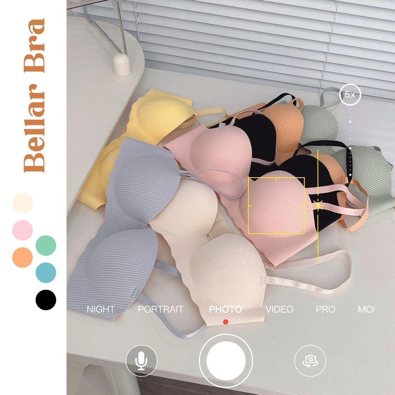 Áo ngực nữ su không gọng nâng ngực Cao Cấp Thiết kế họa tiết sọc đứng chìm nhẹ nhàng ở mặt trước áo cực xinh BELLAR Bra Top áocon nữ ômngực aosumong BBA5277
