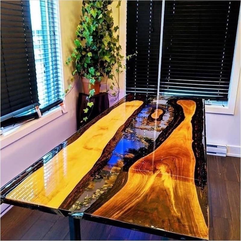 Epoxy Resin CH70- Keo AB đổ khối dày 2cm mỗi lớp tỉ lệ 3A:1B dùng để đổ bàn dày trong như nước cứng như đá 5