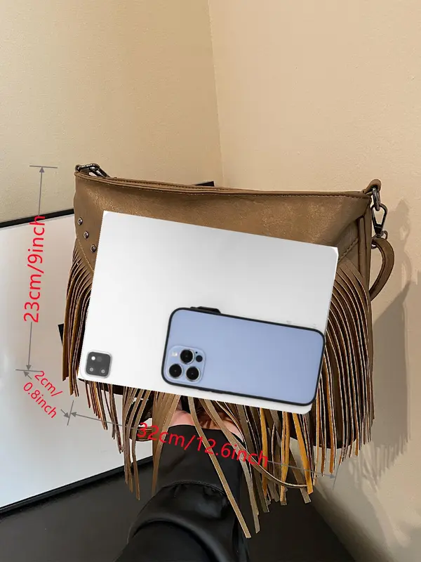2025 Vintage Cross Studded Purses Crossbody Bags for Women, Unique Bags, Shoulder Bag, Everyday Bags, Street Style Tassel Decor Trendy Crossbody Bag Purse, Chic Crossbody Bag for Daily, Work Use 7