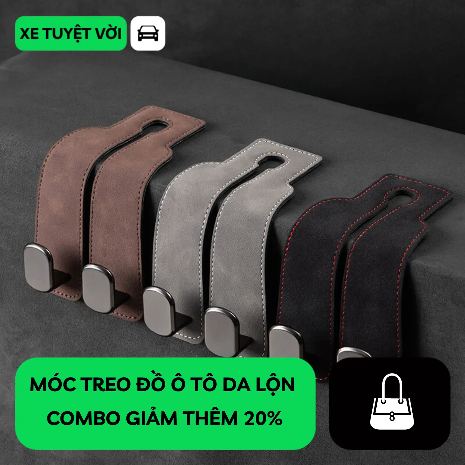 Móc Treo Đồ Ô Tô Da Lộn; Móc Treo Đồ Sau Ghế Xe Ô Tô; Phụ Tùng Nội Thất Xe Hơi