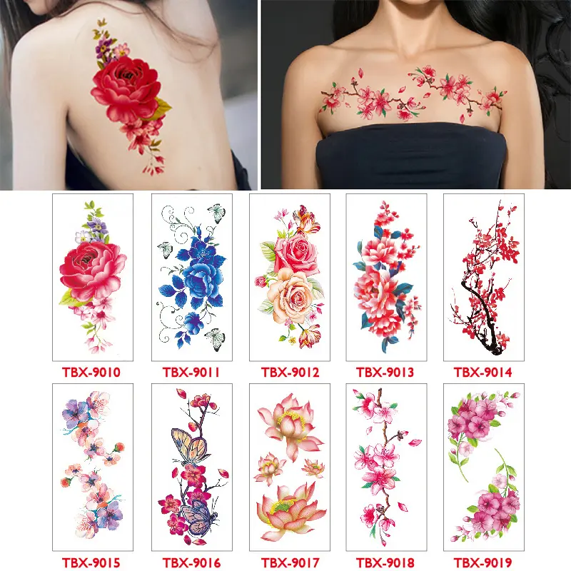 Temporary Tattoo Stickers 1 Sheet Waterproof Rose Flowers Hands Arm Body Sexy Leg Art Long Lasting
