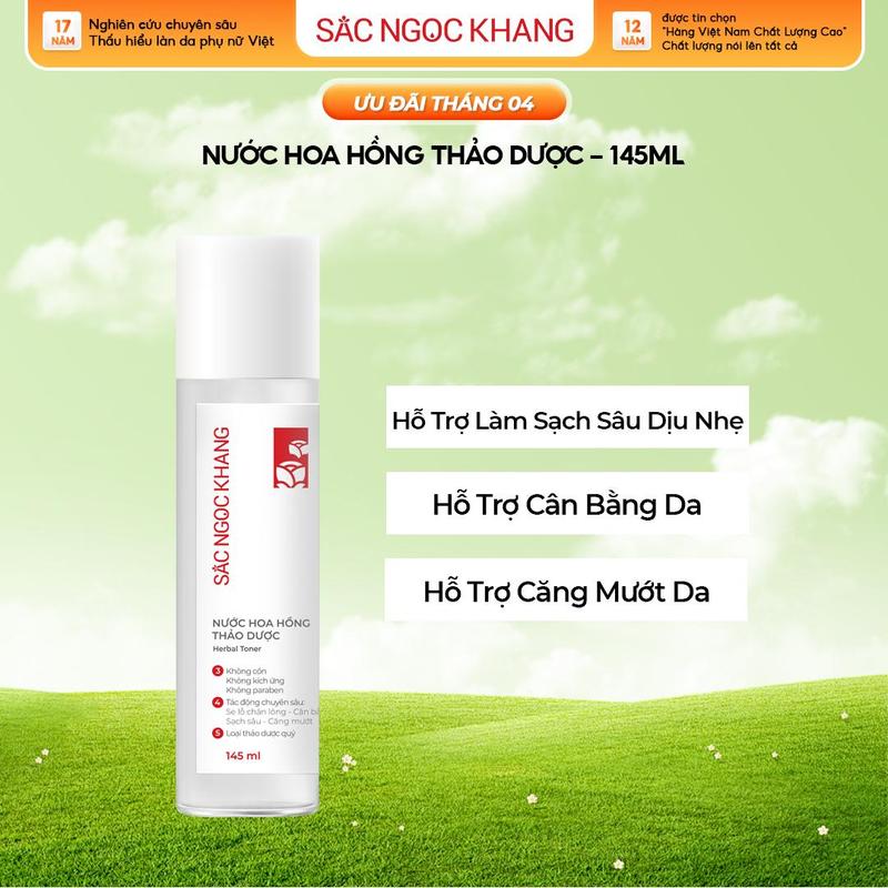 Nước Hoa Hồng Sắc Ngọc Khang [145ML] Chiết Suất Từ 5 Loại Thảo Dược Thiên Nhiên - Hỗ Trợ Cân Bằng Da, Hạn Chế Lỗ Chân Lông To Skincare Toner Làm Đẹp Da Dưỡng Da Mặt