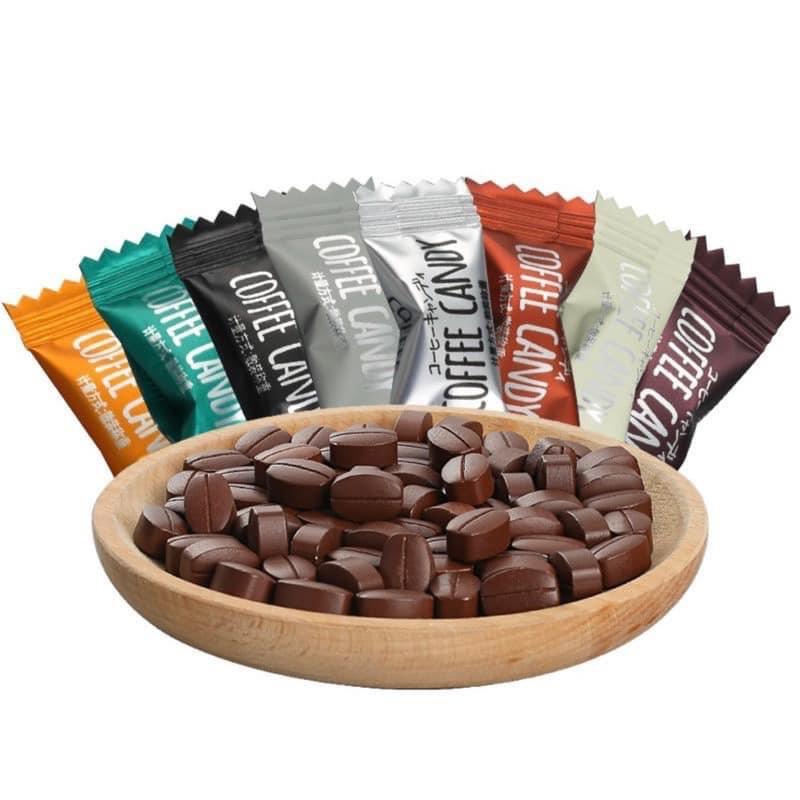 Kẹo cà phê đậm vị cà phê không đường Coffee Candy mix nhiều vị Snack Ăn Vặt Food Thức Ăn Viên Kẹo Chua Nho kẹo không candy