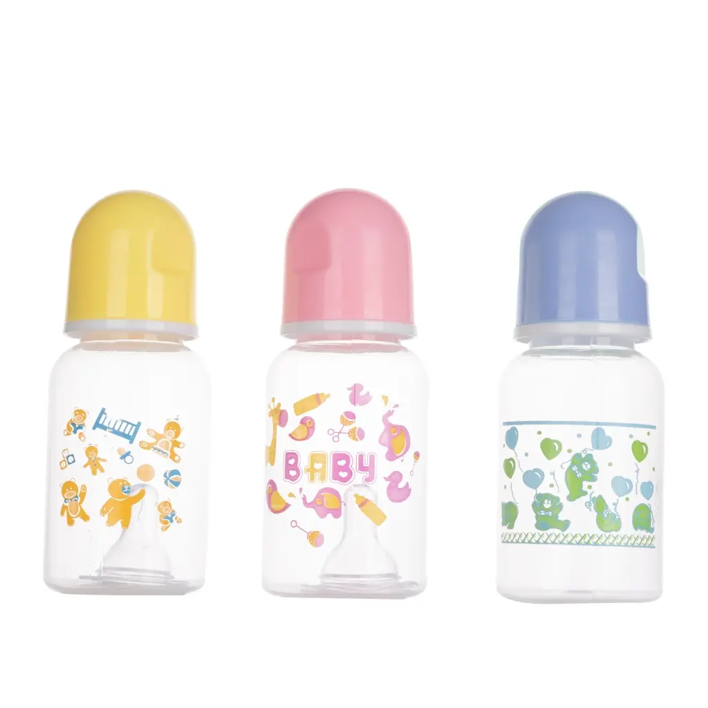 125ml Baby Nursing Bottle Milk Bottle Newborn Feeder Baby Feeding Bottle Standard PP- Material Baby Bottle Multi-color