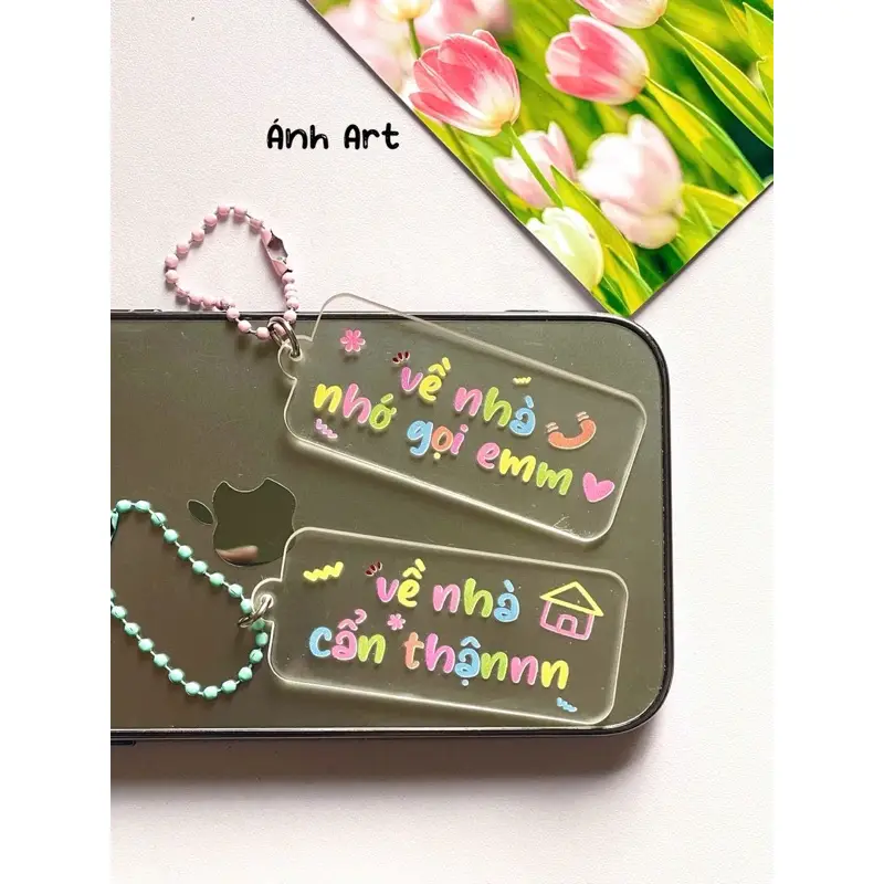 Ánh Art Móc Khoá Lời Nhắn Nền Trong Siêu Xinh Én Decor02 Chất Liệu Mica Đài Loan Độ Bền Cao Chống Trầy Xước In Uv Sắc Nét