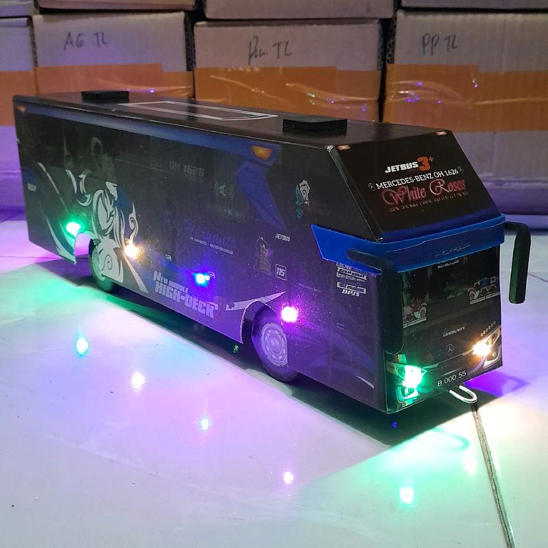 Mainan Anak Bus PH White Roses Full Lampu Telolet 1