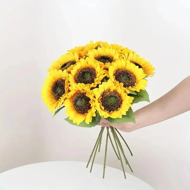 Artificial Sunflower, 6pcs Faux Sunflower, Decorative Flower for Home Party Wedding, Home Decor Supplies 2