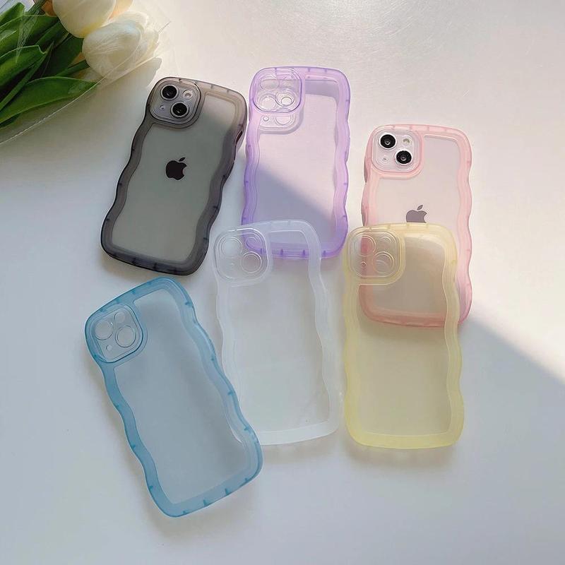 Product Introduction of for iPhone 15 14 13 12 11 Pro Max Mini XS SE 7 8 Plus Case Cute Transparent Curly Wave Hybrid Shockproof Bumper Cover Soft Funda 8