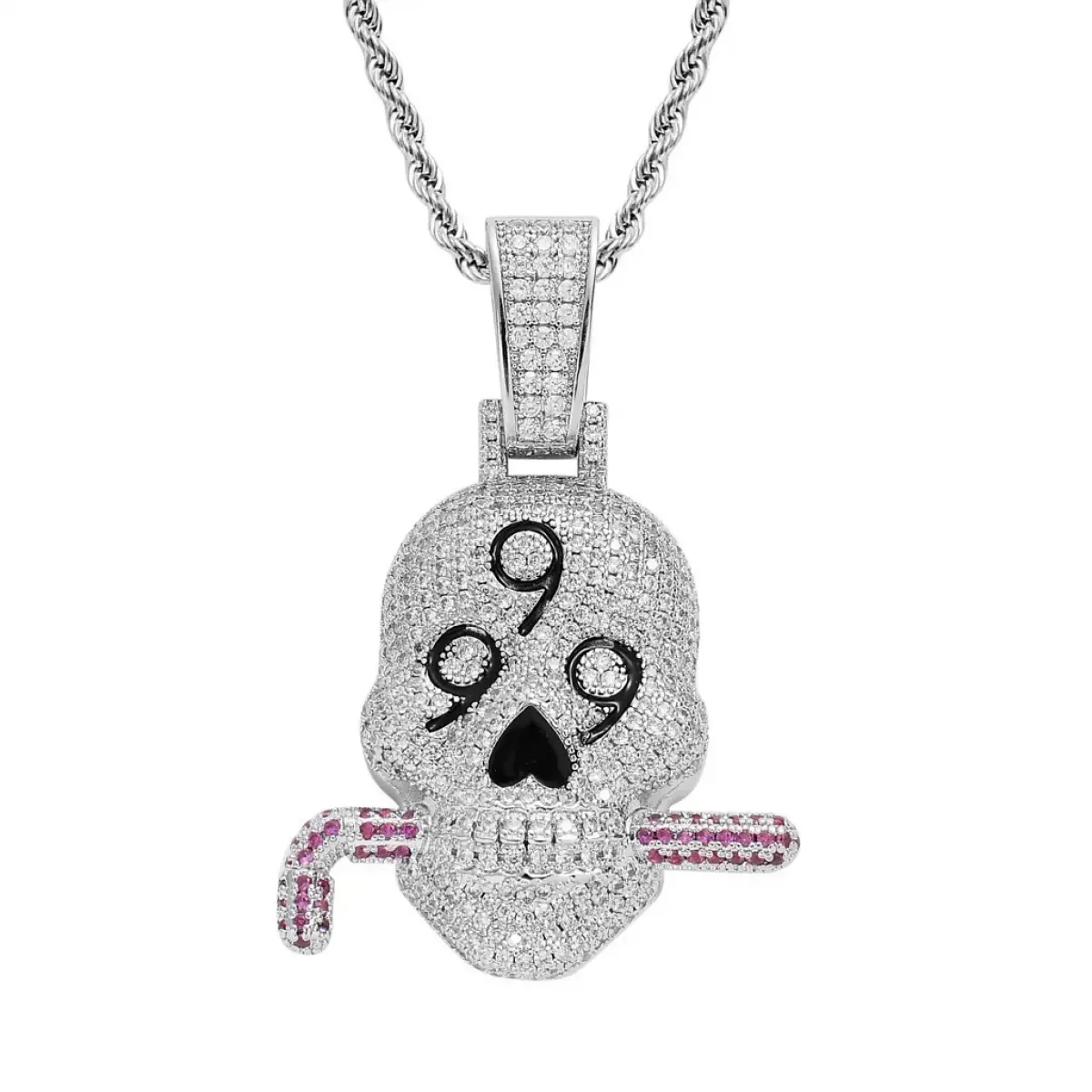 Trendy Hip-Hop Skull Pendant Full Zircon Men's Hip-Hop Accessories