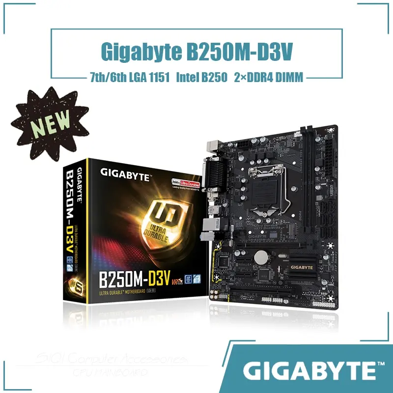 [New] Original For Gigabyte B250M-D3V Motherboard Intel B250 Socket LGA 1151 DDR4 USB3.0 SATA3 PCI-E3.0