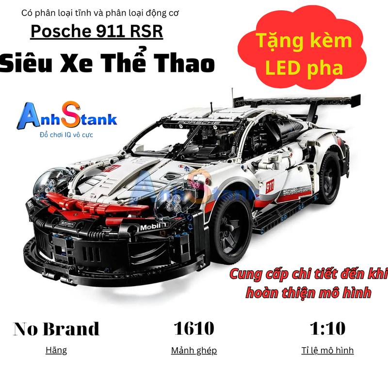 Bộ đồ chơi mô hình lắp ráp siêu xe đua Posche 911 dài 50cm với 1610 chi tiết bằng nhựa ABS cung cấp và bảo hành bởi Anhstank