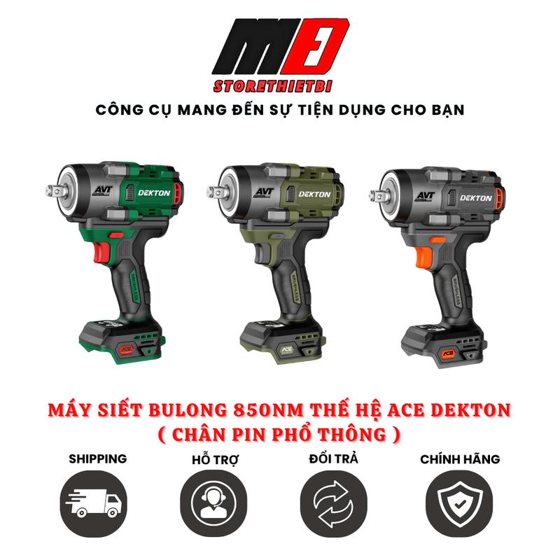 Máy Siết Bulong Dekton 850Nm Chuẩn 1/2 Inch Thế Hệ ACE Dùng Pin 21V Dekton ( Chuyên Xe Máy, Ô Tô, Xe Tải )