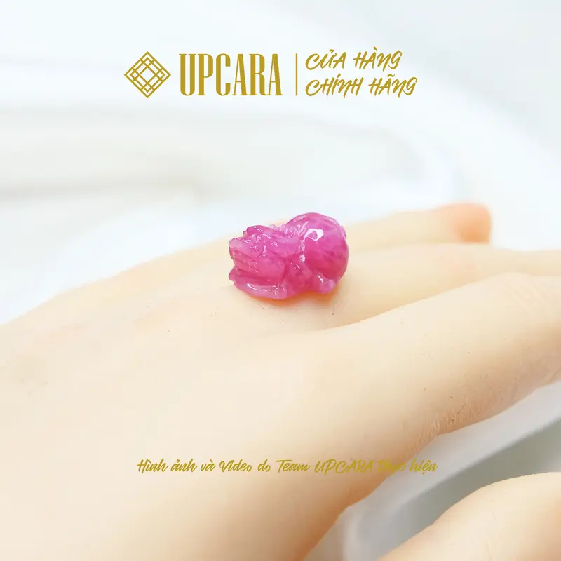 Mặt dây chuyền, mặt nhẫn tỳ hưu r u b y thái màu hồng chiêu tài lộc hợp mệnh hoả thổ UPCARA 7