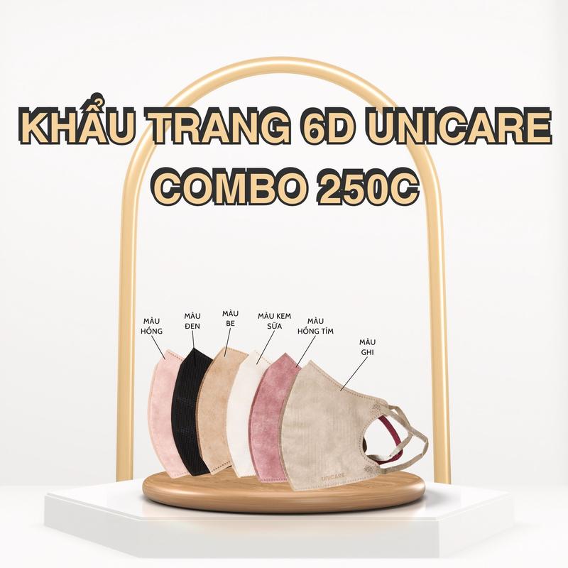 [Võ Hà Linh X UNICARE] - Khẩu Trang 6D Pro Mask COMBO 250 chiếc  Đàn Hồi Tốt, Không Đau Tai.