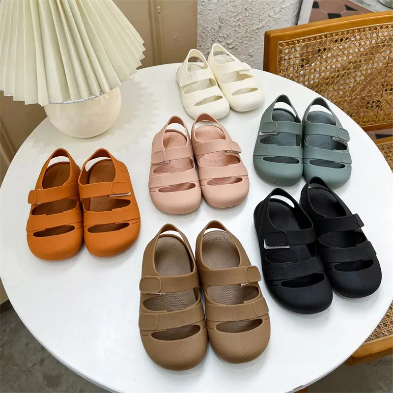 Kids Boys Girls Sandals Solid Color Non-Slip Soft Bottom Clogs Garden Shoes Children Mules Slides Sandals Clogs Beach Slipper